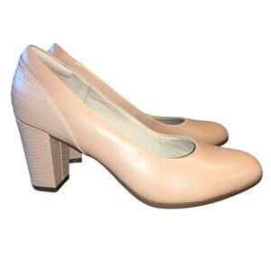 Clarks Alayna Ray Women's 8.5 Praline Beige Block Heel Pumps Classic Pale Pink